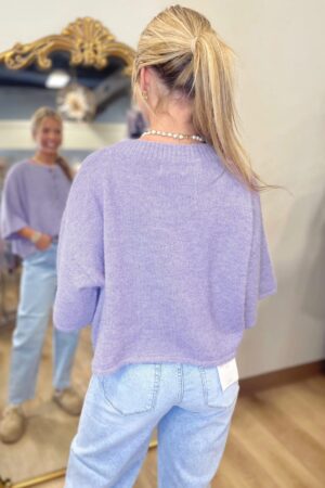 Lavendula 3/4 Sleeve Boxy Knit Button Down Sweater Cardigan - Image 3