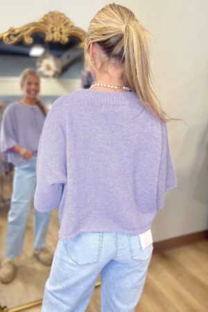 Lavendula 3/4 Sleeve Boxy Knit Button Down Sweater Cardigan - Image 4