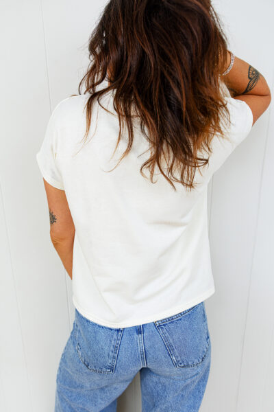 Alternative view of White Leopard Bow Embroidered Cotton Round Neck T Shirt