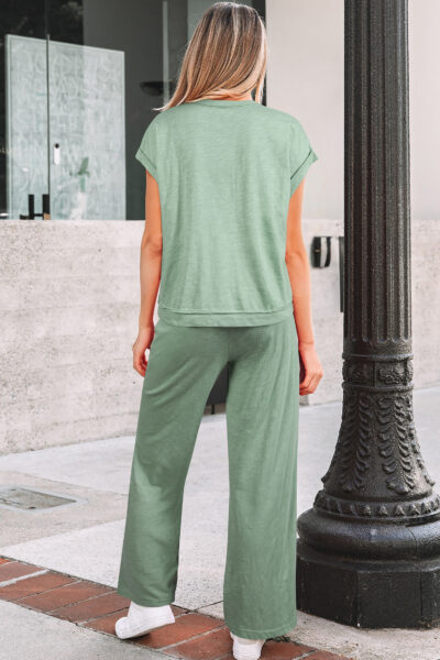 Alternative view of Canton Cuffed Short Sleeve Tee Raw Seam Patch Pocket Drawstring Pants Set