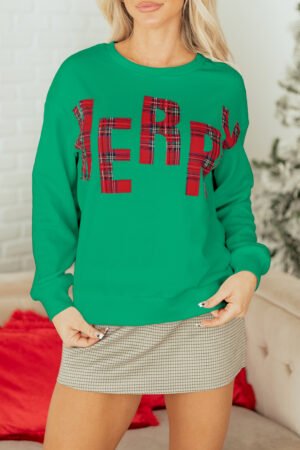 Sea Green Plaid MERRY Christmas Vacation Sweatshirt - Image 16