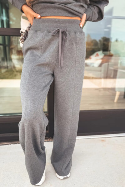 Alternative view of Medium Grey Collared V Neck Pullover Sweatshirt Sweatpants Set