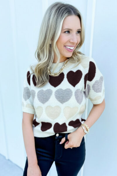 Alternative view of White Valentine Heart Short Sleeve Sweater