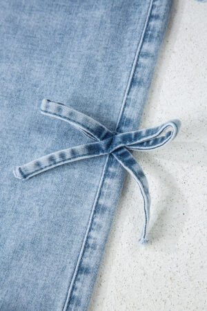 Beau Blue Bow Knot Side Detail Straight Leg Loose Jeans - Image 18