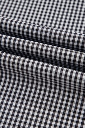 Black Plus Size Plaid Bow Decor Bell Sleeve Round Neck Jumper - Image 9