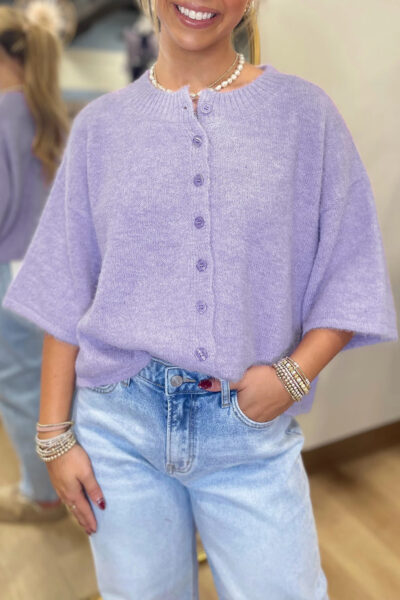 Alternative view of Lavendula 3/4 Sleeve Boxy Knit Button Down Sweater Cardigan