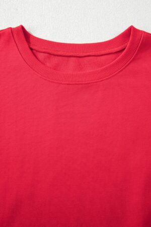 Racing Red Striped Patchwork Sleeve Colorblock Sweatshirt - Image 14