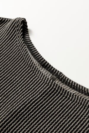 Carbon Grey Twisted Ribbed Dolman Long Sleeve Top - Image 6