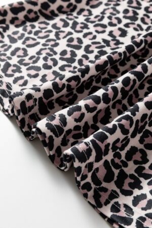 Khaki Leopard Print Half Zip up Blouse - Image 9