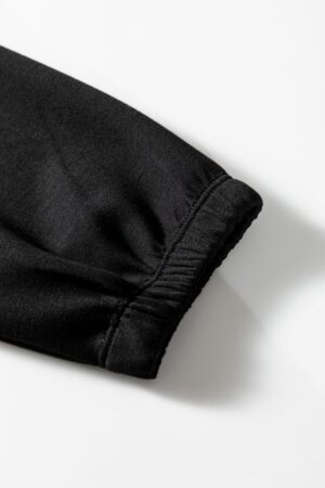 Black Leopard Contrast Drawstring Hood Drop Shoulder Loose Top - Image 7