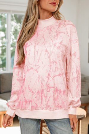 Pink Camo Mock Neck Baggy Sweatshirt - Image 11