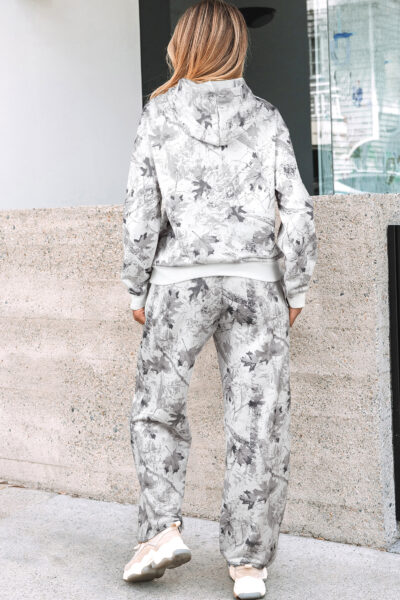 Alternative view of Light Grey Light Woodland Camo Classic Hoodie and Sweatpants Set