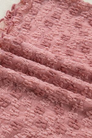 Peach Blossom Drawstring Knot Detail Floral Lace Blouse - Image 8