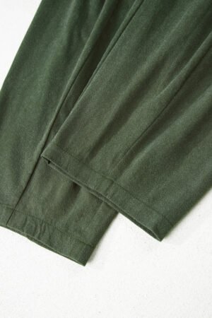 Jungle Green Drawstring Elastic Waist Patch Pocket Barrel Leg Casual Pants - Image 11