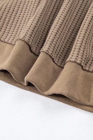 Casual Solid Color Textured Snap Button Collared Baggy Top - Image 10