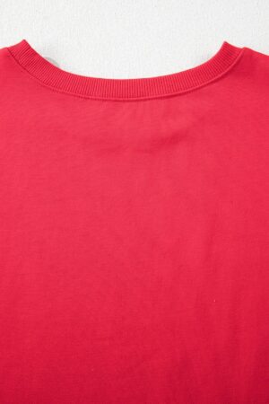 Racing Red Striped Patchwork Sleeve Colorblock Sweatshirt - Image 11