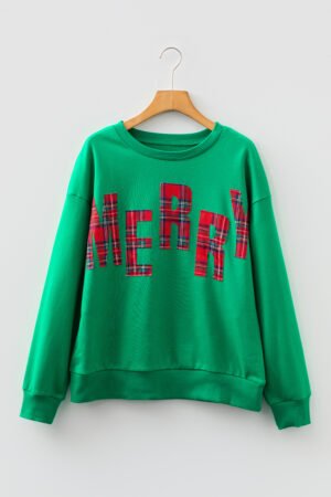 Sea Green Plaid MERRY Christmas Vacation Sweatshirt - Image 5