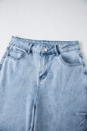 Beau Blue Bow Knot Side Detail Straight Leg Loose Jeans - Image 22