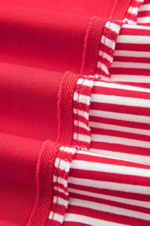 Racing Red Striped Patchwork Sleeve Colorblock Sweatshirt - Image 13