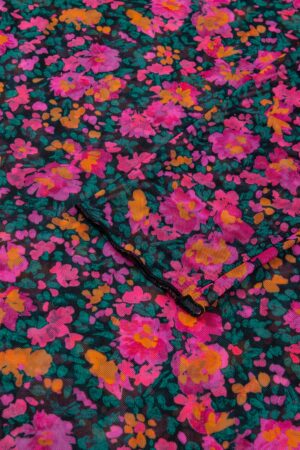 Rose Plus Size Vintage Floral Print Mesh Long Sleeve Top - Image 7