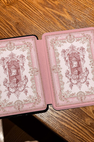 Alternative view of Ornate Floral Book-Inspired Kindle Case Retro Pink E Reader Cover