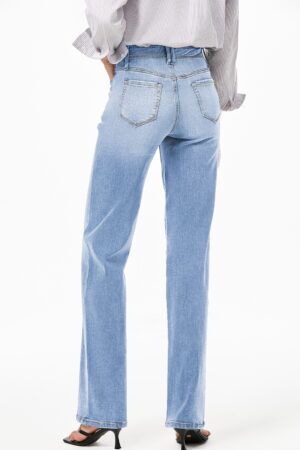 Beau Blue Loose Straight Leg Cropped High Waist Jeans - Image 4