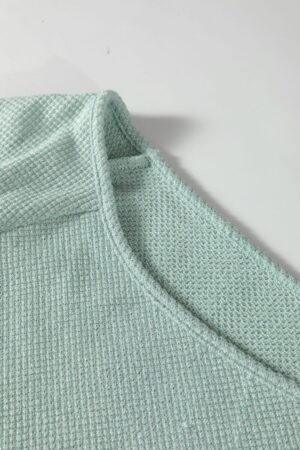 Moonlight Jade Textured Raglan Sleeve Knit Loose Top - Image 9