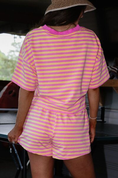 Alternative view of Rose Stripe Drop Shoulder Boxy Casual Terry Short Set