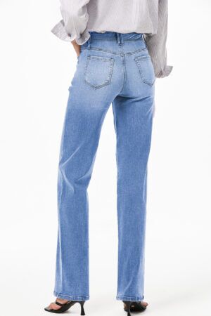 Dusk Blue Loose Straight Leg Cropped High Waist Jeans - Image 5