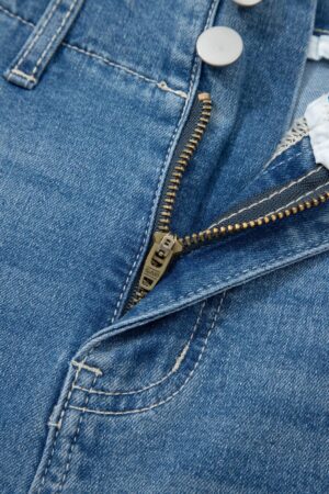 Sky Blue Medium Wash Cuffed Barrel Jeans - Image 10