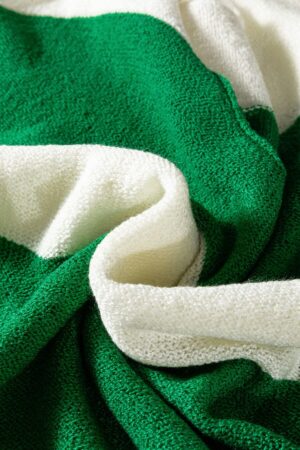 Green Stripe Loose Color Block Drop Shoulder Bubble Sleeve Sweater - Image 6