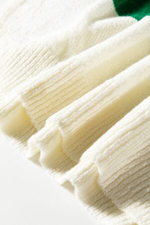 Green Stripe Loose Color Block Drop Shoulder Bubble Sleeve Sweater - Image 10