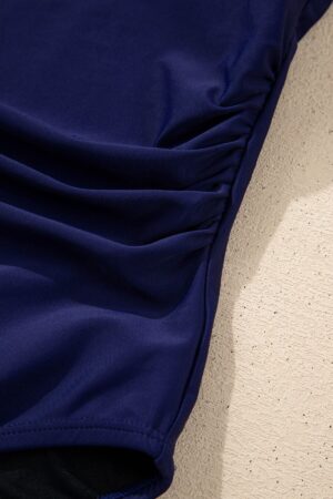 Navy Blue Square Neck Ruched Tommy Control One Piece Swimsuit - Image 14