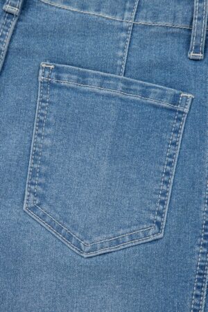 Sky Blue Medium Wash Cuffed Barrel Jeans - Image 11