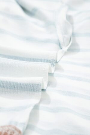 White Stripe Twisted Ribbed Patchwork Drop Shoulder Round Neck Sweatshirt - Image 12