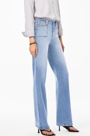 Beau Blue Loose Straight Leg Cropped High Waist Jeans - Image 5