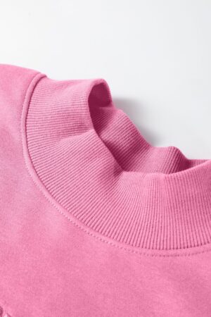 Bright Pink Oversize Blessed Embroidered Mock Neck Sweatshirt - Image 7