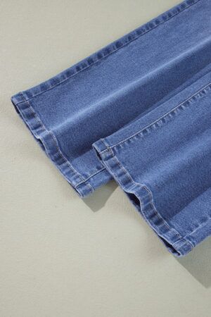 Dusk Blue Loose Straight Leg Cropped High Waist Jeans - Image 7