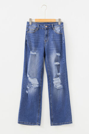 Myosotis Mid Rise Distressed Sneak Peek Straight Leg Jeans - Image 7