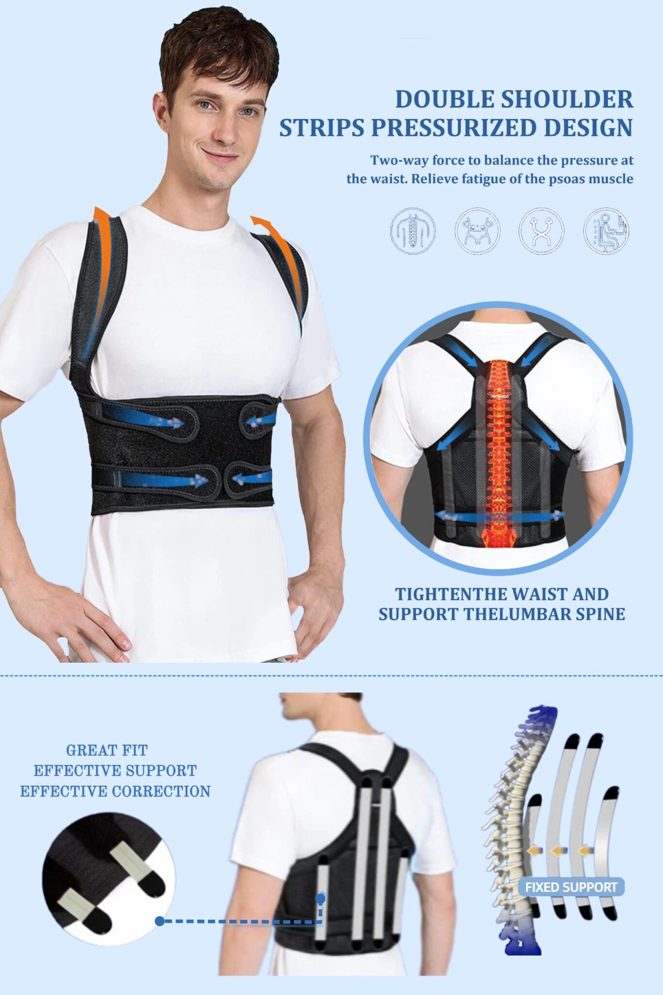 Advanced Full Back Posture Corrector for Women & Men - Image 2