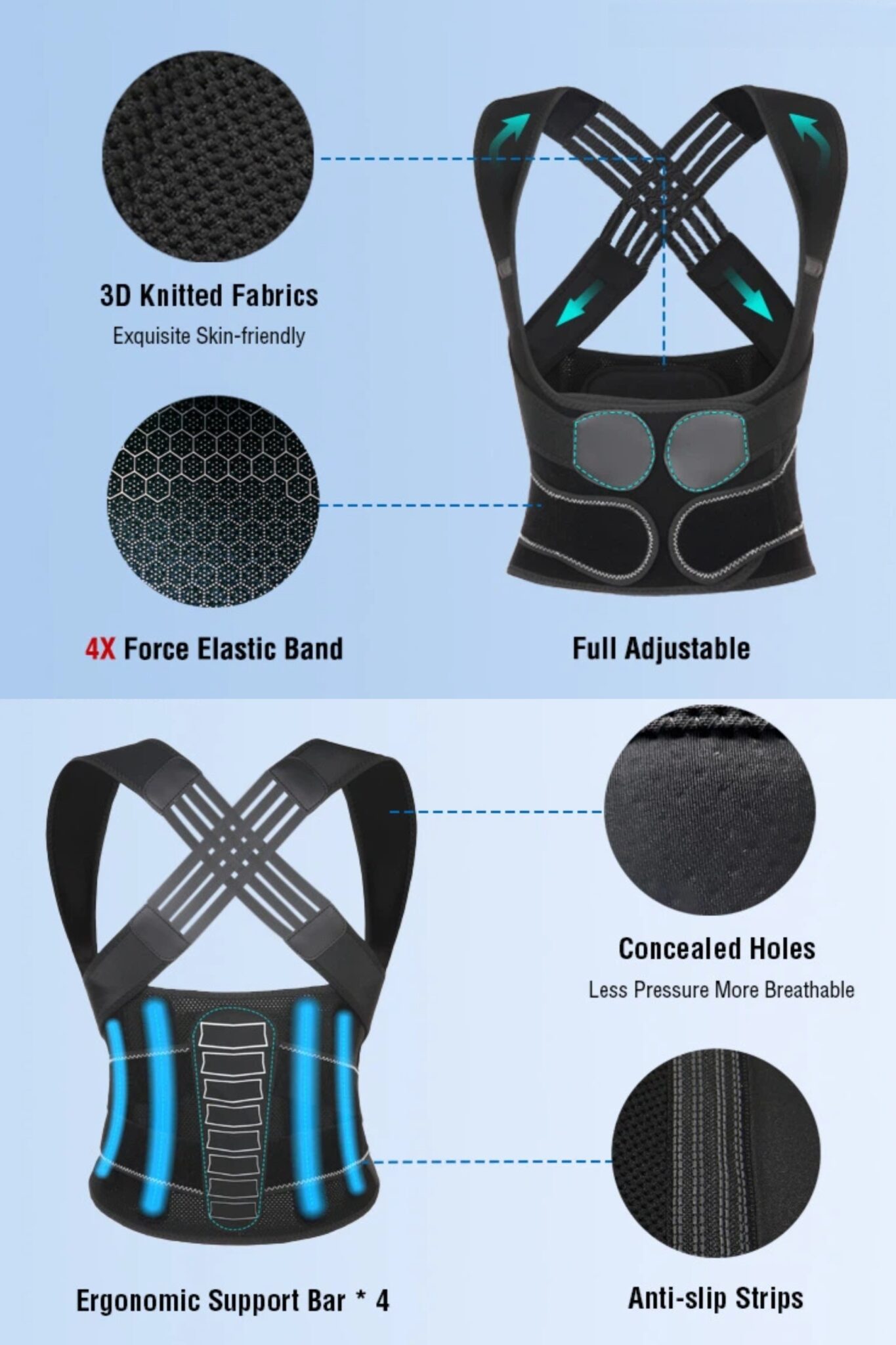 Posture Corrector Back Brace for Women & Men – Adjustable Back Support for Better Alignment - Image 2