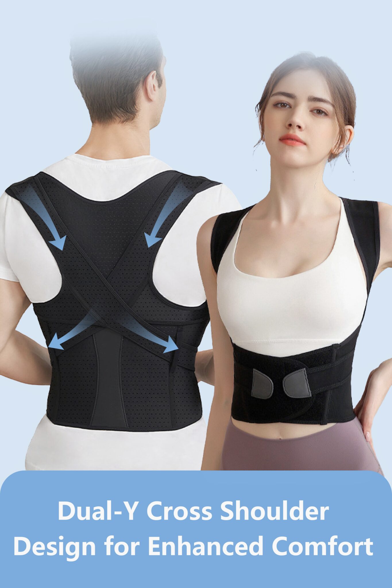 Posture Corrector for Men and Women – Adjustable Back Support Brace with Soft Memory Pad