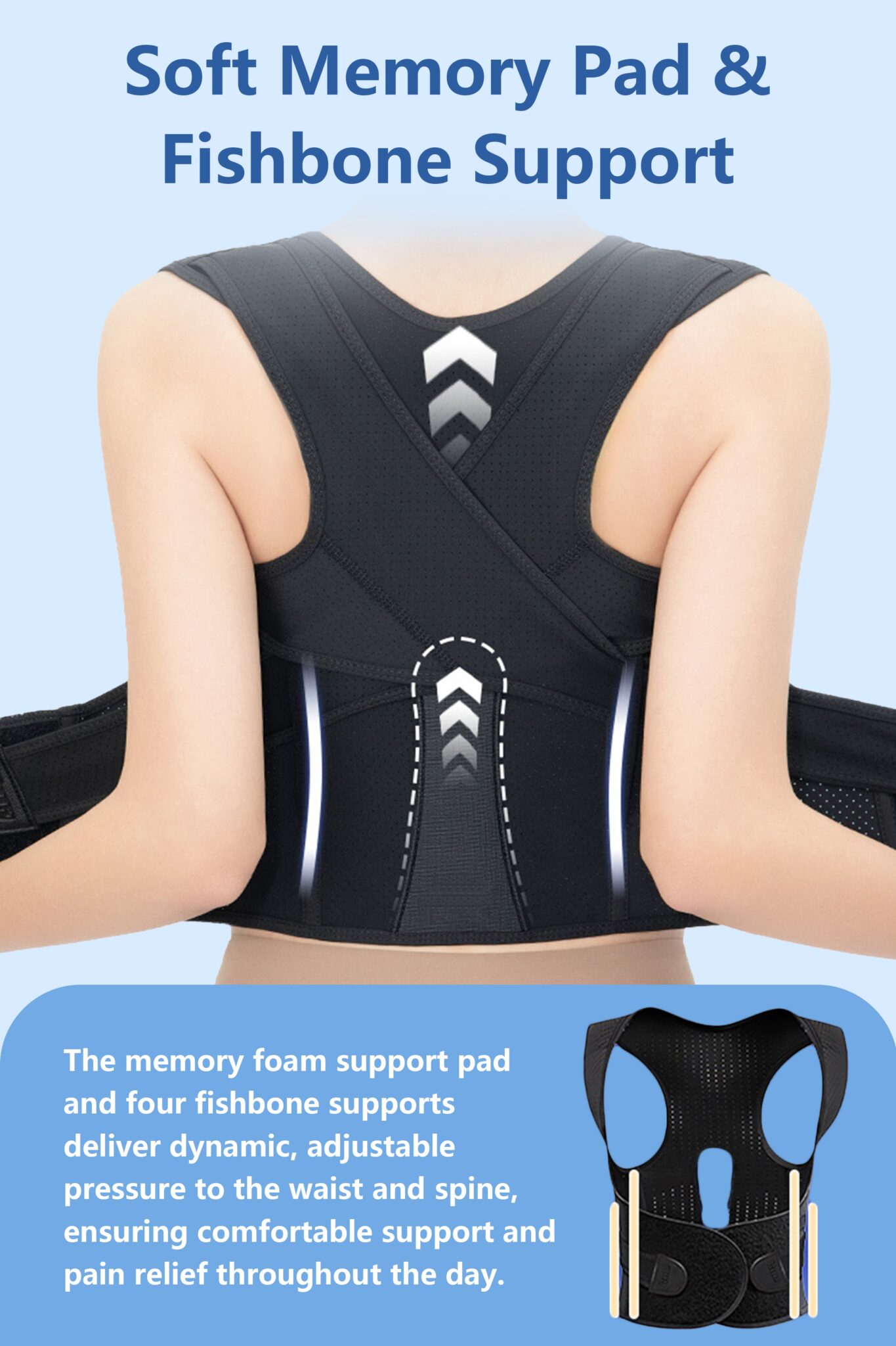 Posture Corrector for Men and Women – Adjustable Back Support Brace with Soft Memory Pad - Image 4
