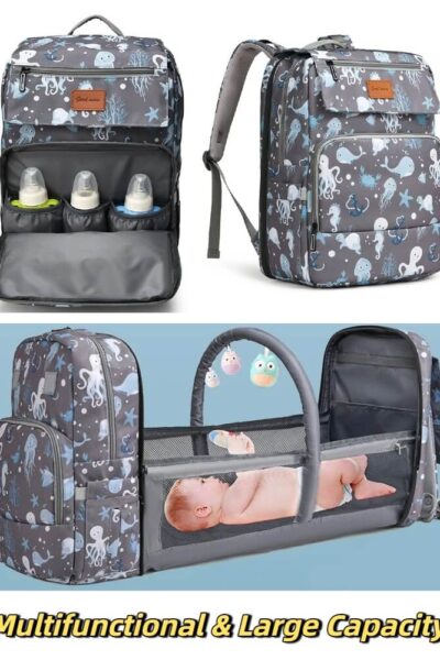 The Latest Mommy Diaper Bag with Foldable Baby Bed